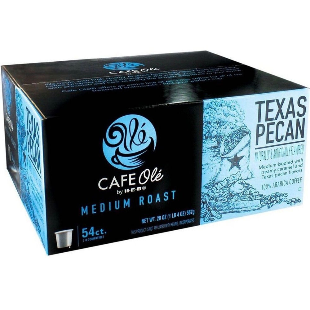 Cafe Ole by HEB Texas Pecan Medium Roast Coffee Pods 54ct Keurig Compatible